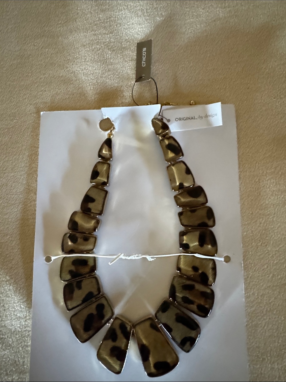 Chico's Leopard-Print Statement Necklace in Olive and Black